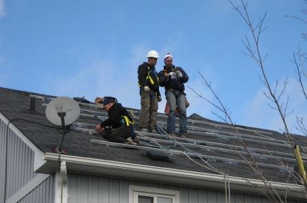 Solar panel racks on roof